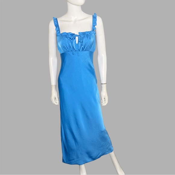 Wayf Blue Gathered‎ Empire Waist Maxi Slip Dress - Picture 2 of 6